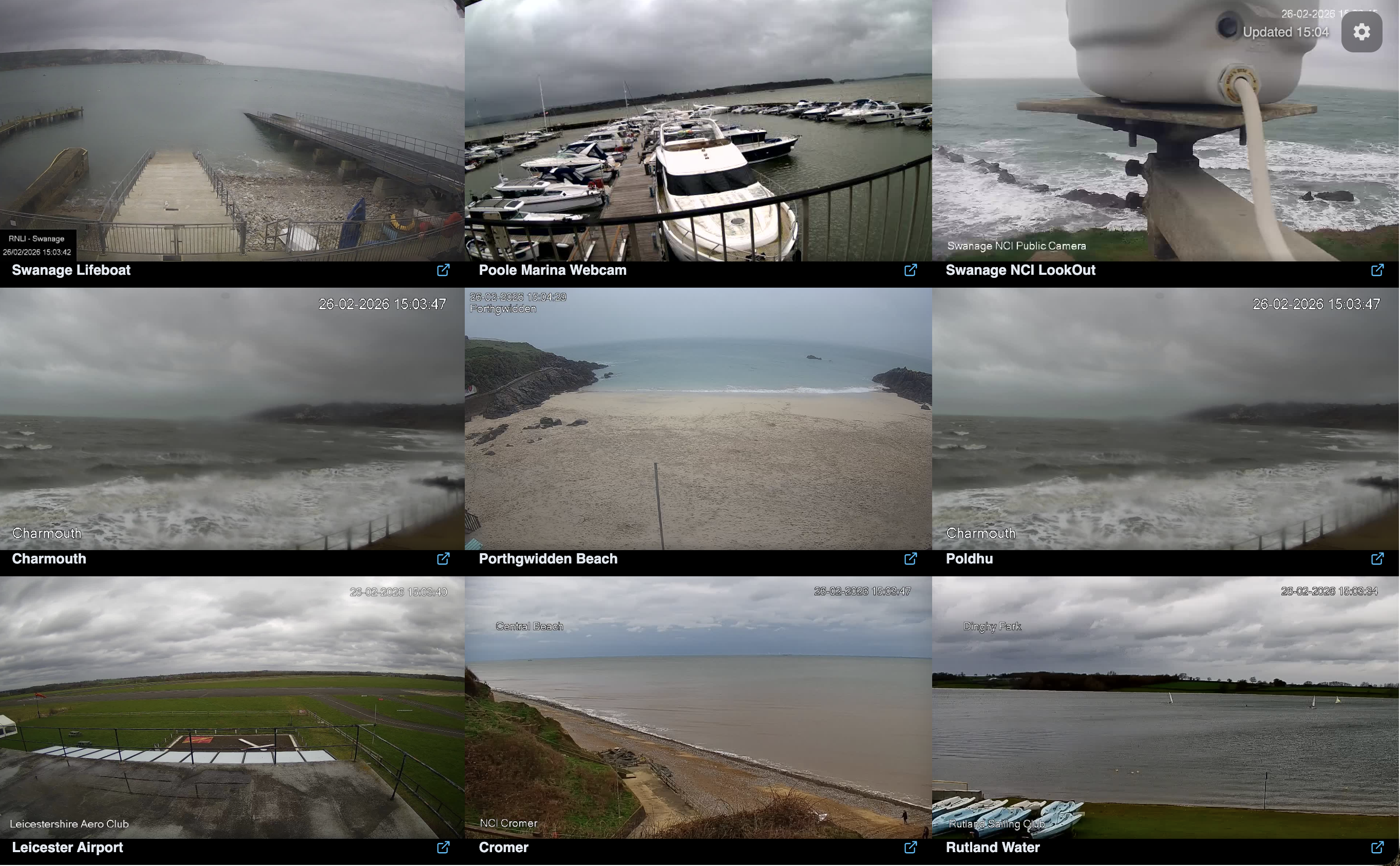 Screenshot showing a 3 by 3 grid of webcam images.